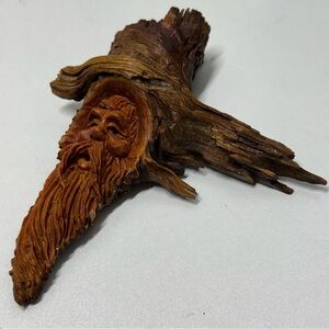 Vintage One Of A Kind Wood Carved Forest Gnome By Craig Knox 7”H x 5.5”W